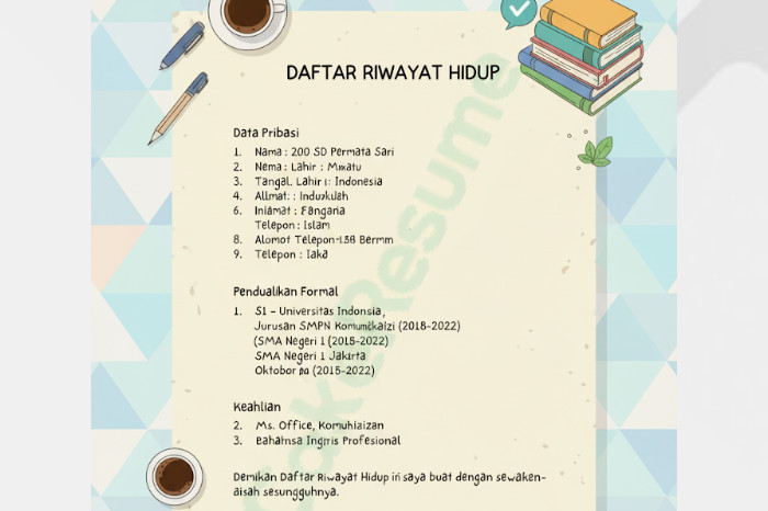 Daftar Riwayat Hidup Tulis Tangan